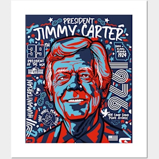 Retro Pop Art Portrait of President Jimmy Carter // Street Art Graffiti Carter 1976 Posters and Art